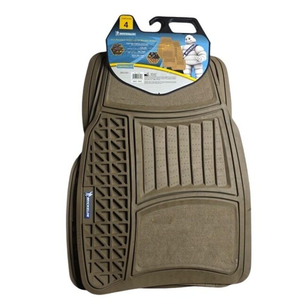 Michelin 4pc Universal Fit All Weather Rubber Carpet Car Floor Mats Tan 991-52